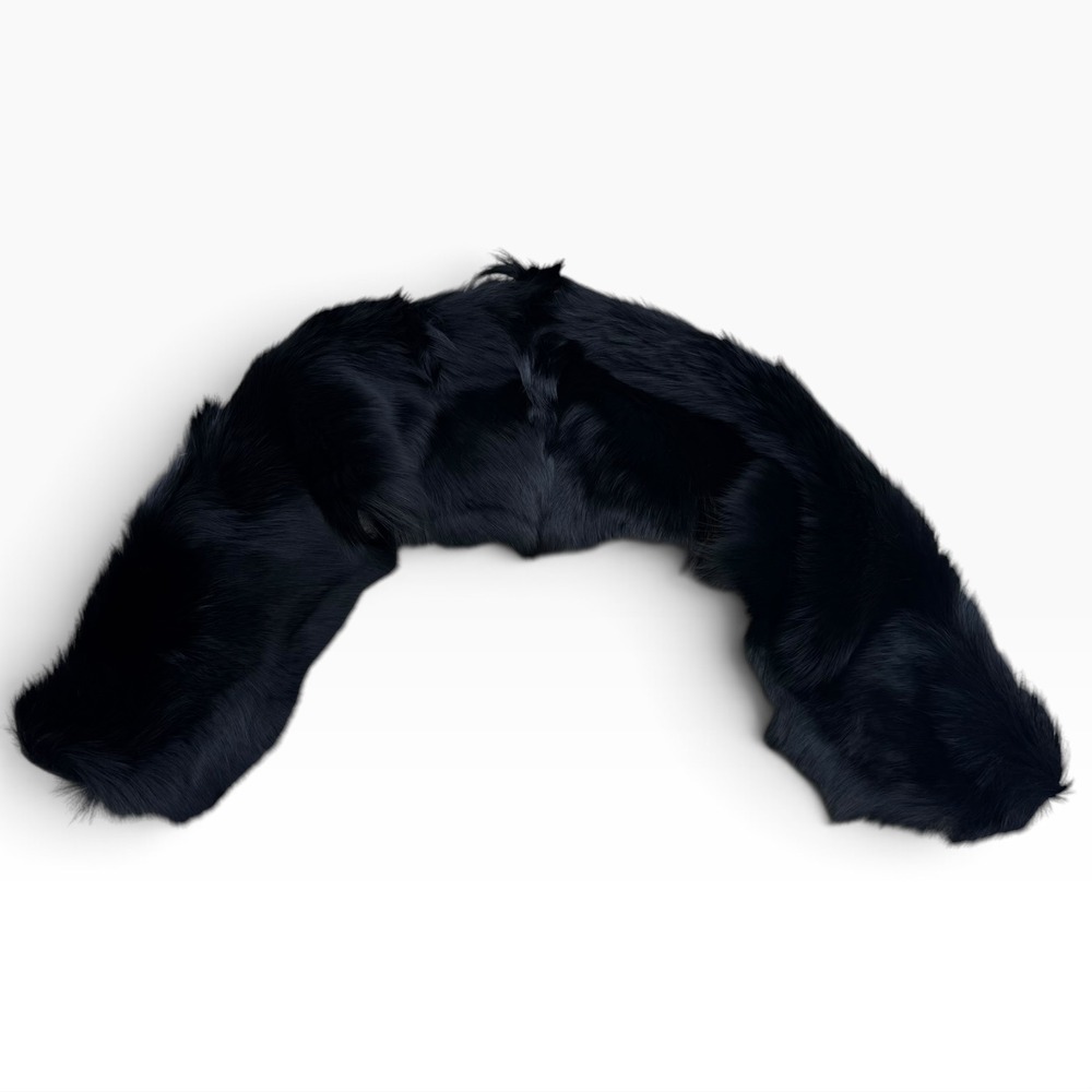 Black Fur Collar Wrap Scarf Attachment for Coat Jacket Vintage Style 28in